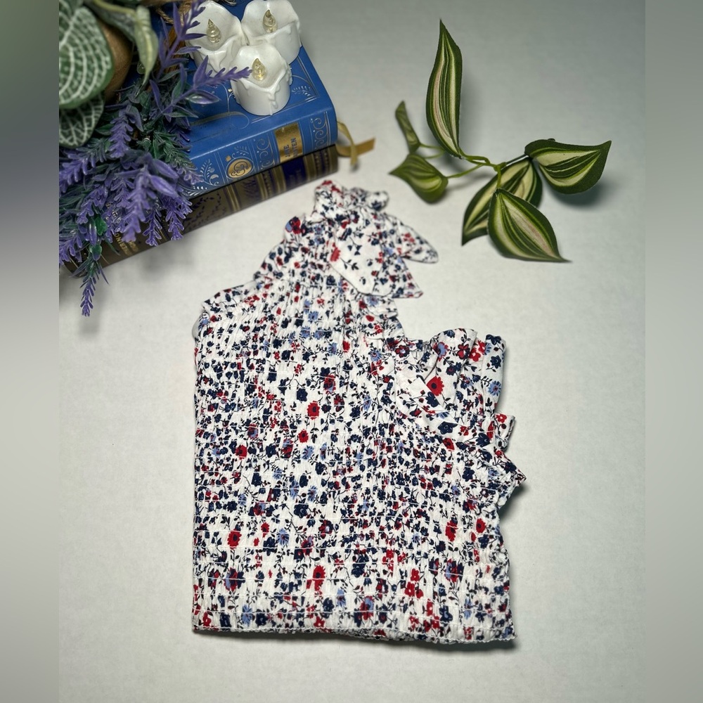 JAPNA WOMENS RED, WHITE & BLUE FLORAL TOP